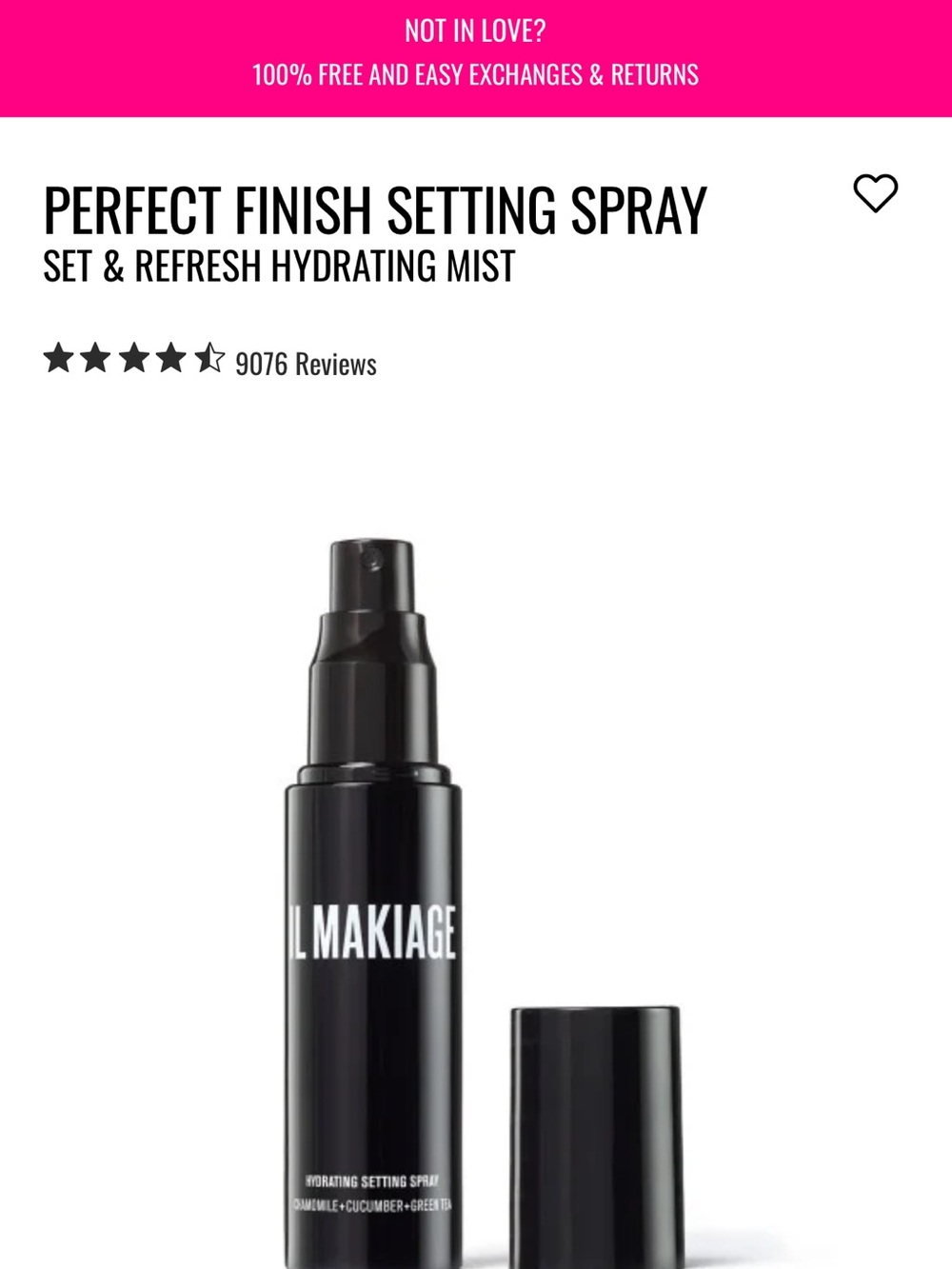IL MAKIAGE Perfect Finish Setting Spray — Black Hydrating Mist